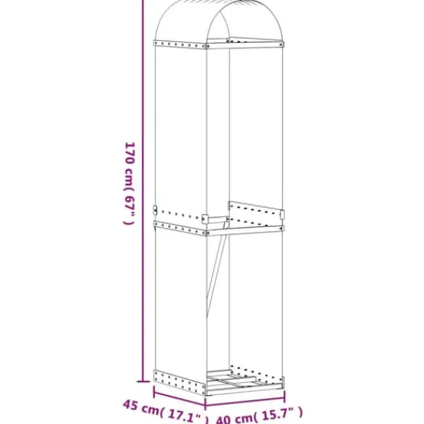 Best Brændestativ til brændeopbevaring - Galvaniseret stål | Størrelse: 40x45x170 cm | Farve: Sølv Tilbehør Til Brændeovne & Pejse
