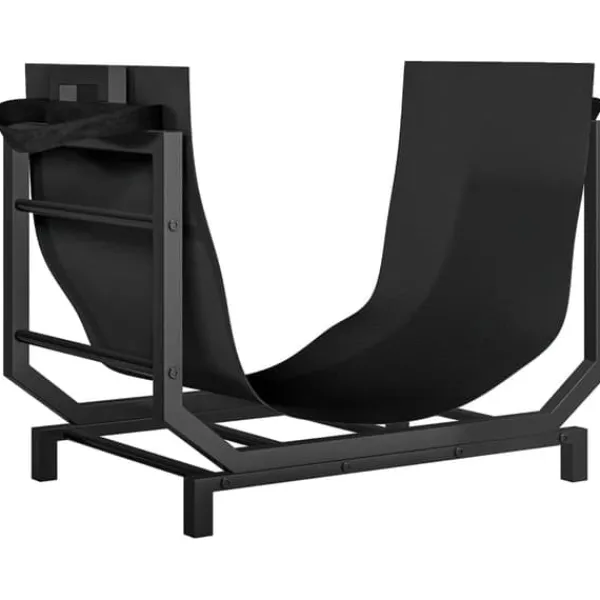 Tilbehør Til Brændeovne & Pejse^Brændestativ til indendørs opbevaring, 53 x 33 x 43 cm, brændestativ med bæretaske, metal, sort