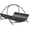 New Brændestativ til indendørs brug 51×38×33 cm, geometrisk design med håndtag, metal, sort Tilbehør Til Brændeovne & Pejse