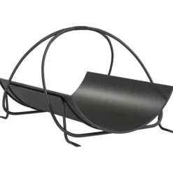 New Brændestativ til indendørs brug 51×38×33 cm, geometrisk design med håndtag, metal, sort Tilbehør Til Brændeovne & Pejse