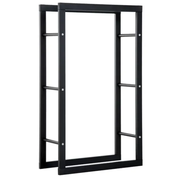 Tilbehør Til Brændeovne & Pejse^Brændestativ, 60x25x100 cm, Sort, Metal