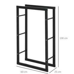 Tilbehør Til Brændeovne & Pejse^Brændestativ, 60x25x100 cm, Sort, Metal
