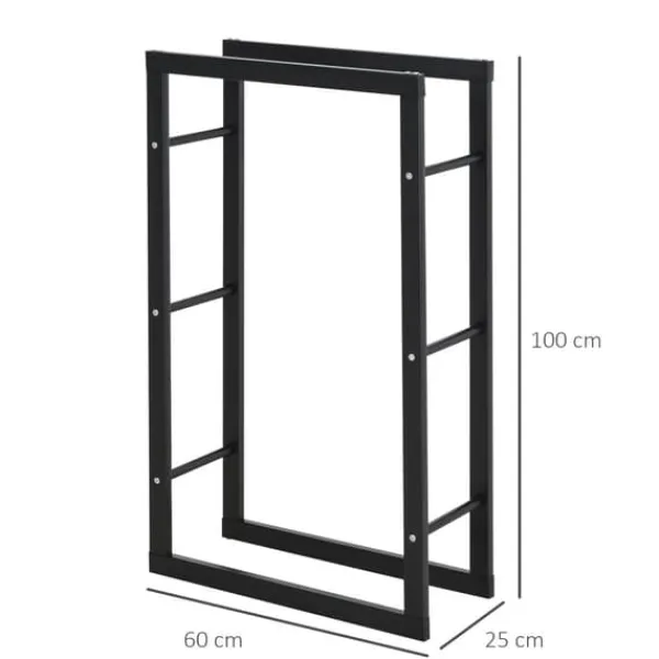 Tilbehør Til Brændeovne & Pejse^Brændestativ, 60x25x100 cm, Sort, Metal