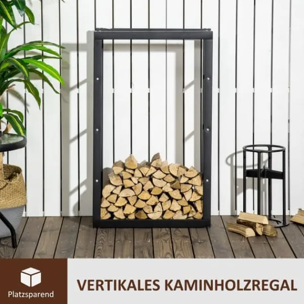Tilbehør Til Brændeovne & Pejse^Brændestativ, 60x25x100 cm, Sort, Metal