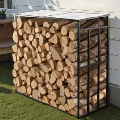 Brændestativ, 143x7x143 cm, Sort, Metalopbevaring Tilbehør Til Brændeovne & Pejse