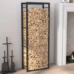 Tilbehør Til Brændeovne & Pejse^Brændestativ 50x28x132 cm stål matsort - Brændestativ - Brændestativer - Home & Living
