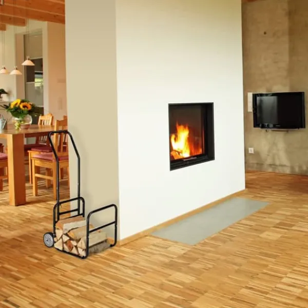 Discount Brændevogn, 112x43,5x59,5 cm, Sort Tilbehør Til Brændeovne & Pejse