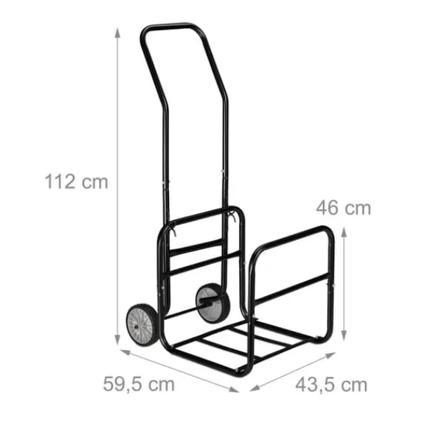 Discount Brændevogn, 112x43,5x59,5 cm, Sort Tilbehør Til Brændeovne & Pejse