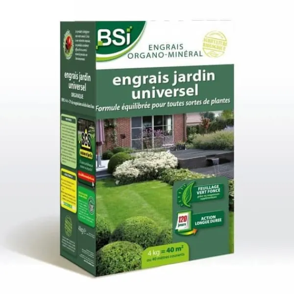 Gødningsmidler^BSI - Universell organisk gödselmedel - För flera växter - Gräsmatta, grönsaksträdgård, blommor ... - Långverkande - 4 kg - Upp till 40 m² - UAB