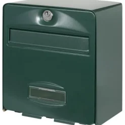 Postkasser & Brevindkast^BURG WACHTER BALTHAZAR MINI postkasse med 1 dør - vægmonteret - galvaniseret stål - fuld åbning - grøn - fremstillet i Frankrig