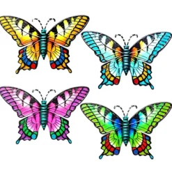 Clearance Butterfly Vægskilt Have Ornament 18,5x0,3x12cm - Blå Havedekorationer