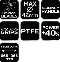 Best Bypass beskæresaks 665 mm, rækkevidde op til 42 mm, gear, teleskophåndtag Haveværktøj