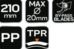 Best Bypass beskæresaks 210 mm, rækkevidde op til 20 mm, materiale: PP, TPR gummibelagt håndtag Haveværktøj