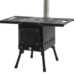 Sale Campingkomfur, Højkulstofstål, Sammenklappeligt Design,sort Brændeovne