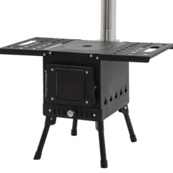 Sale Campingkomfur, Højkulstofstål, Sammenklappeligt Design,sort Brændeovne