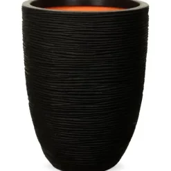 Krukker & Plantebeholdere^CAPI EUROPE Elegant lav vase RIB NL - 34x46 cm - Sort