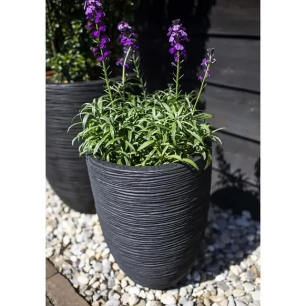 Krukker & Plantebeholdere^CAPI EUROPE Elegant lav vase RIB NL - 34x46 cm - Sort