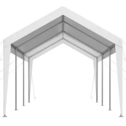 Skure, Garager & Carports^Carport Biloverdækning 10 x 20 FT, Kraftig Bærbar Biloverdækningstelt, Hvid Farve, Modstandsdygtig Mod Vejrforhold