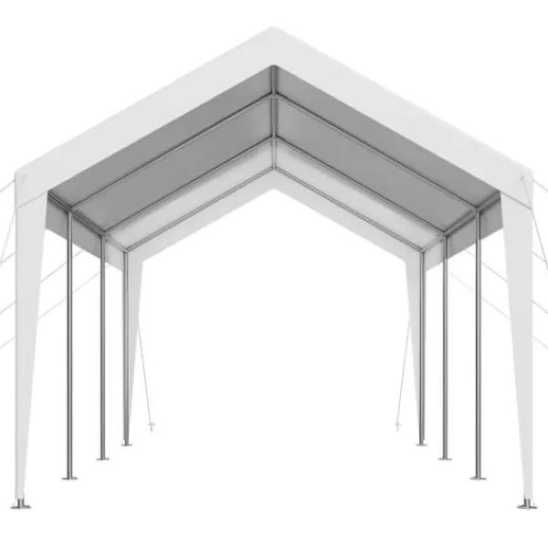 Skure, Garager & Carports^Carport Biloverdækning 10 x 20 FT, Kraftig Bærbar Biloverdækningstelt, Hvid Farve, Modstandsdygtig Mod Vejrforhold