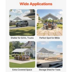 Telte & Lysthuse^Carport erstatningsoverdækning 6x3,43x2,87 m grå, vandtæt, PE-materiale