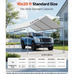 Telte & Lysthuse^Carport erstatningsoverdækning 6x3,43x2,87 m grå, vandtæt, PE-materiale