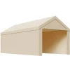 Skure, Garager & Carports^Carport erstatningsoverdækning 6,09x3,05x2,87 m beige, vandtæt, PE-materiale