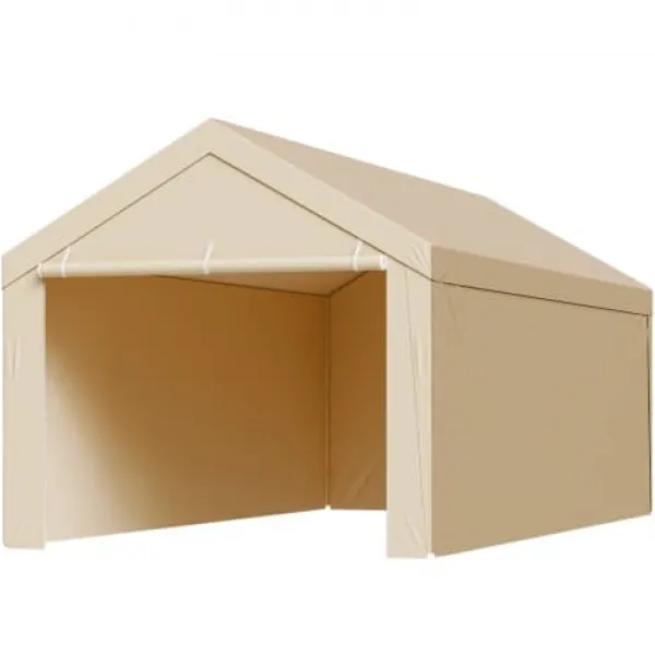 Skure, Garager & Carports^Carport erstatningsoverdækning 6,09x3,05x2,87 m beige, vandtæt, PE-materiale