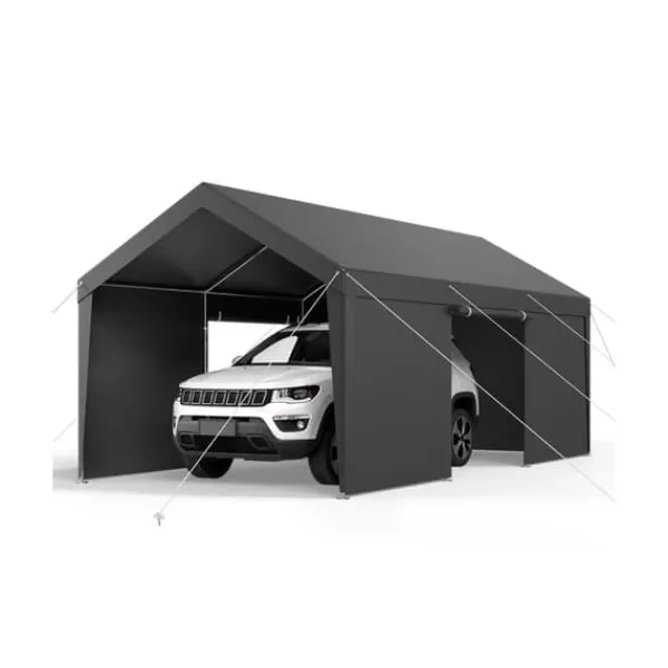 Skure, Garager & Carports^Carport Overdækning 3,5x6,5 m, Kraftig Overdækning, Sidevægge, Grå Farve