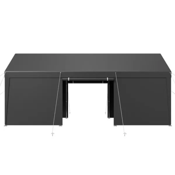 Skure, Garager & Carports^Carport Overdækning 3,5x6,5 m, Kraftig Overdækning, med Sidevægge i Hvid Farve