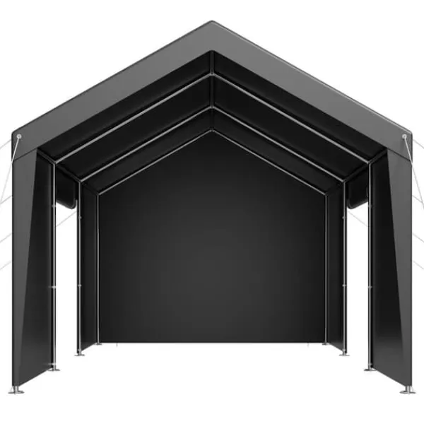 Skure, Garager & Carports^Carport Overdækning 3,5x6,5 m, Kraftig Overdækning, med Sidevægge i Hvid Farve