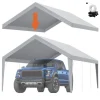 Skure, Garager & Carports^Carport Udskiftning Baldakin 13x20 ft, Vandtæt Garage Telt, UV-beskyttet, Nem installation med Bungee, Grå (Kun Cover, Ramme ikke inkluderet)
