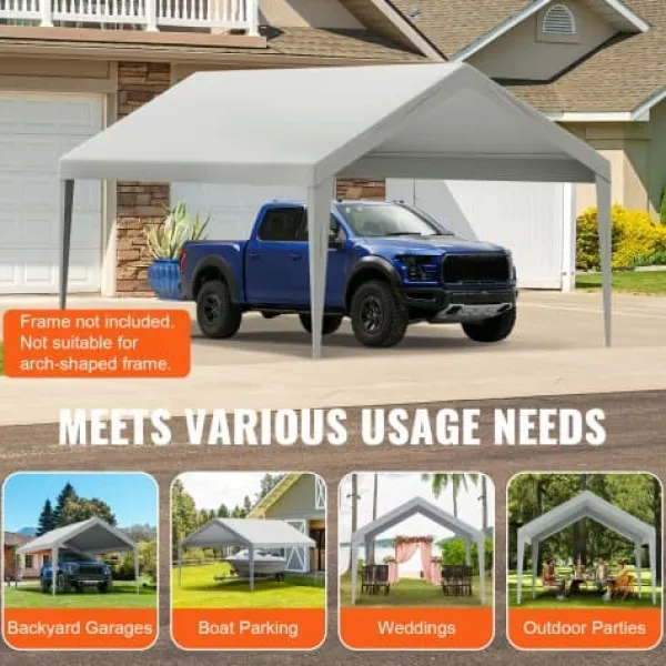 Carport udskiftningsoverdækning, 610x364x95 cm, grå, vandtæt Telte & Lysthuse