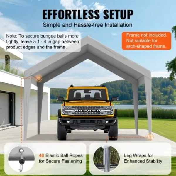 Carport udskiftningsoverdækning, 610x364x95 cm, grå, vandtæt Telte & Lysthuse