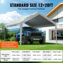 Carport udskiftningsoverdækning, 610x364x95 cm, grå, vandtæt Telte & Lysthuse