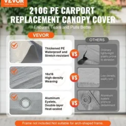 Carport udskiftningsoverdækning, 610x364x95 cm, grå, vandtæt Telte & Lysthuse