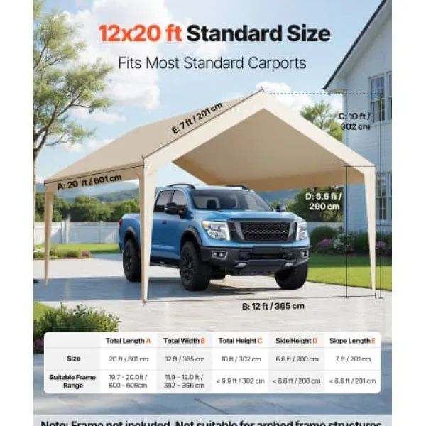 Outlet Carport udskiftningspresenning 3,6x6 m beige, vandtæt, kraftig Skure, Garager & Carports