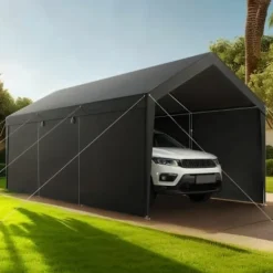 Skure, Garager & Carports^Carport, 365x609x302 cm, Grå, Stålramme