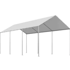 Skure, Garager & Carports^Carport-udskiftningspresenning - Garagepresenning - 3 x 6 m - UV-resistent - Vandtæt - Kraftigt Overtræk - Med Kugleelastikker - Uden Ramme - Grå
