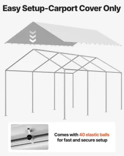 Skure, Garager & Carports^Carport-udskiftningspresenning - Garagepresenning - 3 x 6 m - UV-resistent - Vandtæt - Kraftigt Overtræk - Med Kugleelastikker - Uden Ramme - Grå