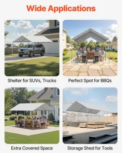 Skure, Garager & Carports^Carport-udskiftningspresenning - Garagepresenning - 3 x 6 m - UV-resistent - Vandtæt - Kraftigt Overtræk - Med Kugleelastikker - Uden Ramme - Grå