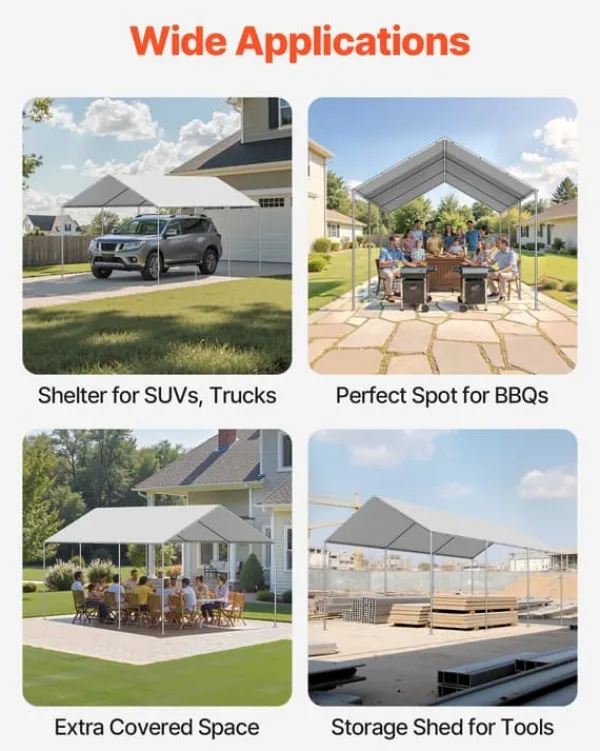 Skure, Garager & Carports^Carport-udskiftningspresenning - Garagepresenning - 3 x 6 m - UV-resistent - Vandtæt - Kraftigt Overtræk - Med Kugleelastikker - Uden Ramme - Grå