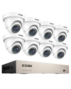 Sikkerhedsmonitorer & Videokameraer^CCTV Sikkerhedskamera System, 8 Kanal HD 1080P, Vandtæt IR Filter, Hvid Kamera, Ingen