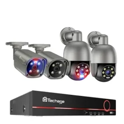 Sikkerhedsmonitorer & Videokameraer^CCTV Sikkerhedssystem, 4K Opløsning, To-Vejs Lyd,8CH NVR 4 Kamera, Ingen indbygget HDD