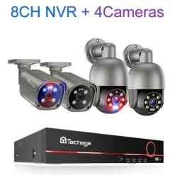 Sikkerhedsmonitorer & Videokameraer^CCTV Sikkerhedssystem, 4K Opløsning, To-Vejs Lyd,8CH NVR 4 Kamera, Ingen indbygget HDD