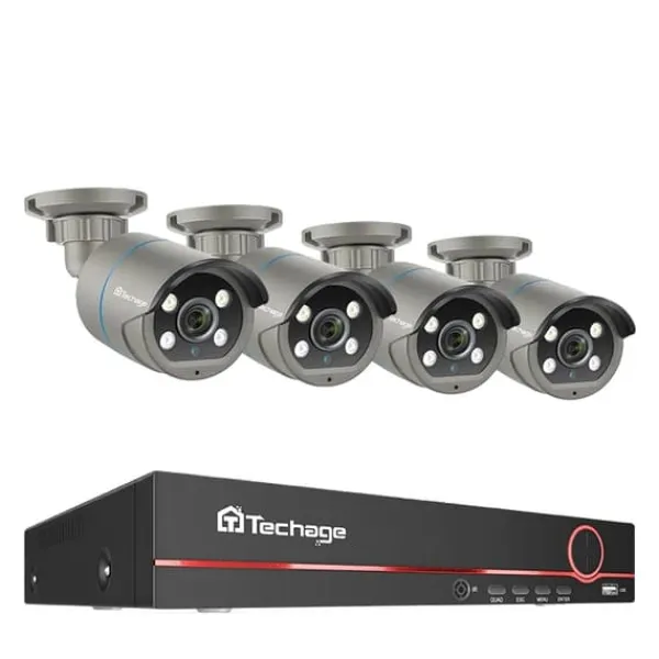 Clearance CCTV Sikkerhedssystem, 4MP HD Opløsning, To-vejs Lyd, , 8CH NVR 4 Cameras, 3T(户外运动) Sikkerhedsmonitorer & Videokameraer