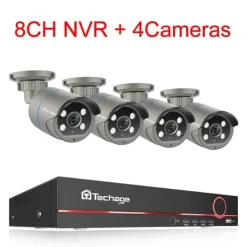 Clearance CCTV Sikkerhedssystem, 4MP HD Opløsning, To-vejs Lyd, , 8CH NVR 4 Cameras, 3T（户外运动） Sikkerhedsmonitorer & Videokameraer