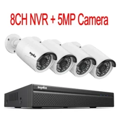 Discount CCTV Sikkerhedssystem, 5MP/3MP Opløsning, IP66 Vandtæt, 4PCS 5MP, 4T Sikkerhedsmonitorer & Videokameraer