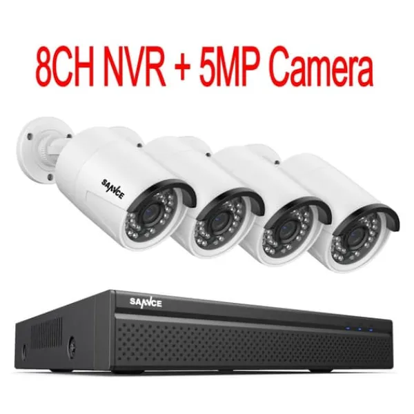 Discount CCTV Sikkerhedssystem, 5MP/3MP Opløsning, IP66 Vandtæt, 4PCS 5MP, 4T Sikkerhedsmonitorer & Videokameraer