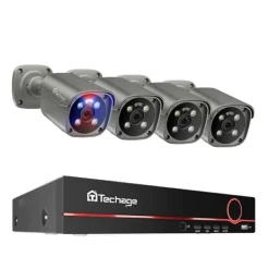 Sale CCTV Videoovervågning, To-vejs lyd, Smart AI Ansigtsgenkendelse, Ingen, 8CH 4 stk 8MP kamera Sikkerhedsmonitorer & Videokameraer