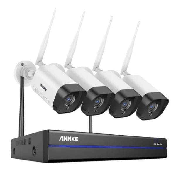 Online CCTV-system, 5MP opløsning, fjernovervågning,Ingen, 8CH NVR 4Pcs Kamera Sikkerhedsmonitorer & Videokameraer